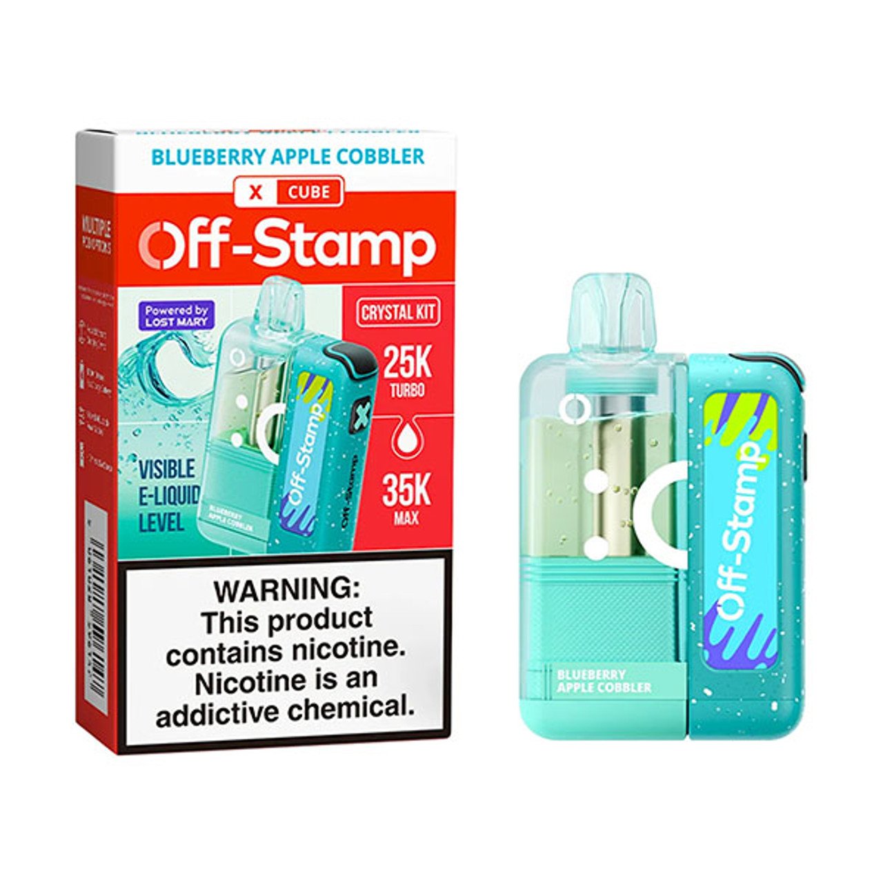 Blueberry Apple Cobbler Off Stamp X Cube Crystal Disposable Kit 35,000 Puffs Vape